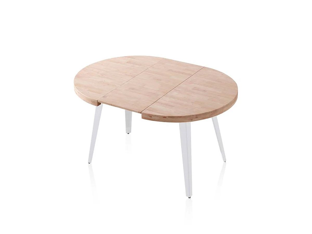 Mesa redonda extensível Bali Carvalho nórdico branco 76x100-180 cm