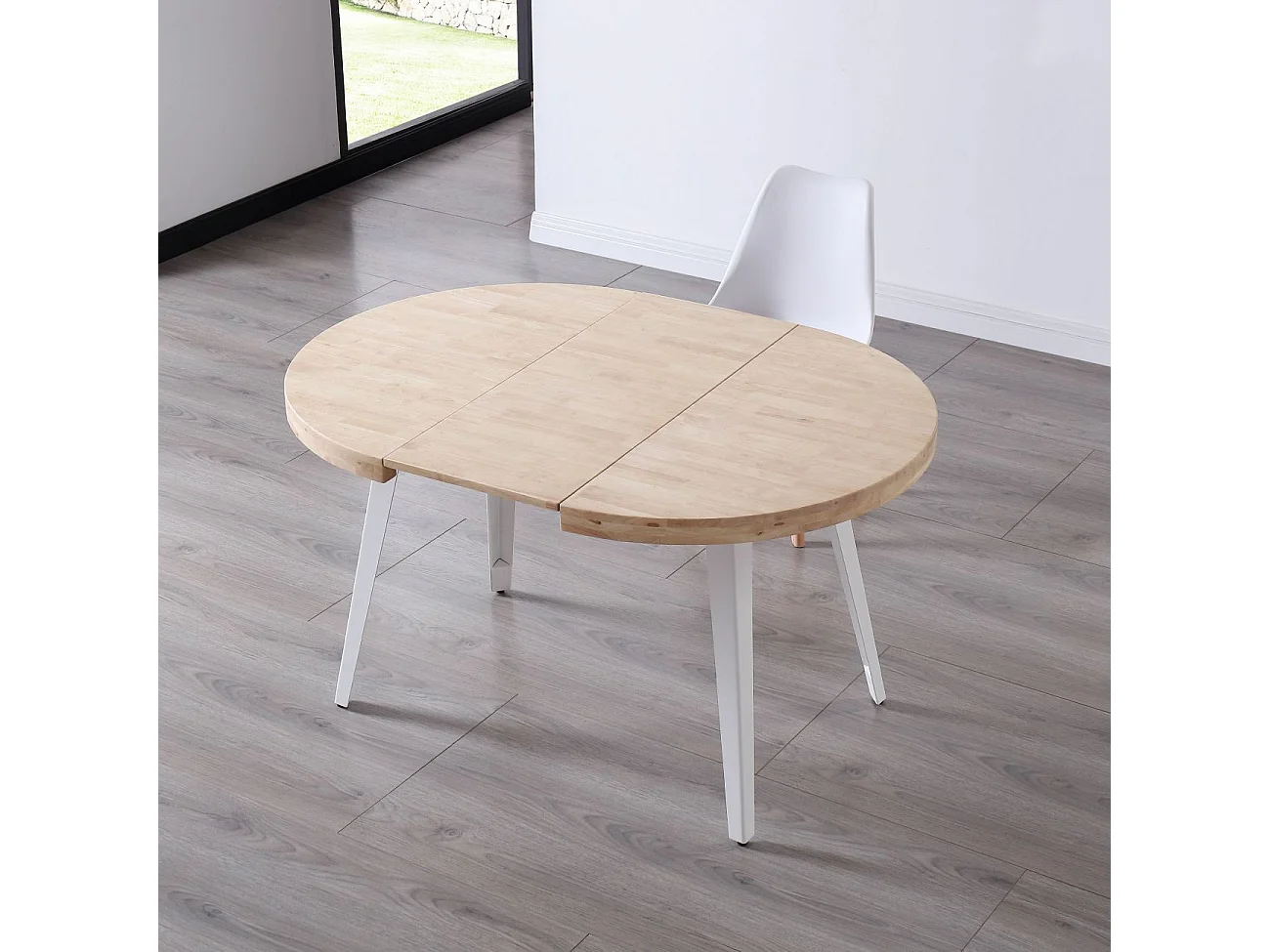 Mesa redonda extensível Berg Blanco - Roble
