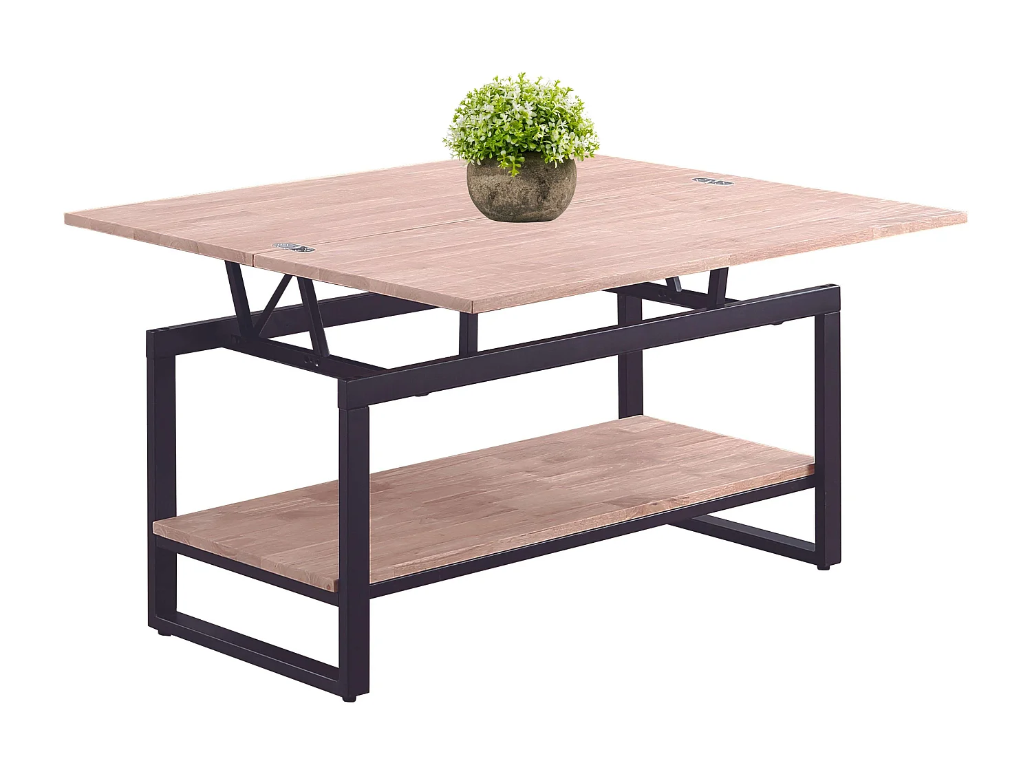 Steve Mesa Centro Elevable Extensible Roble Nordish/Negro 47-62x100x45-90 cm