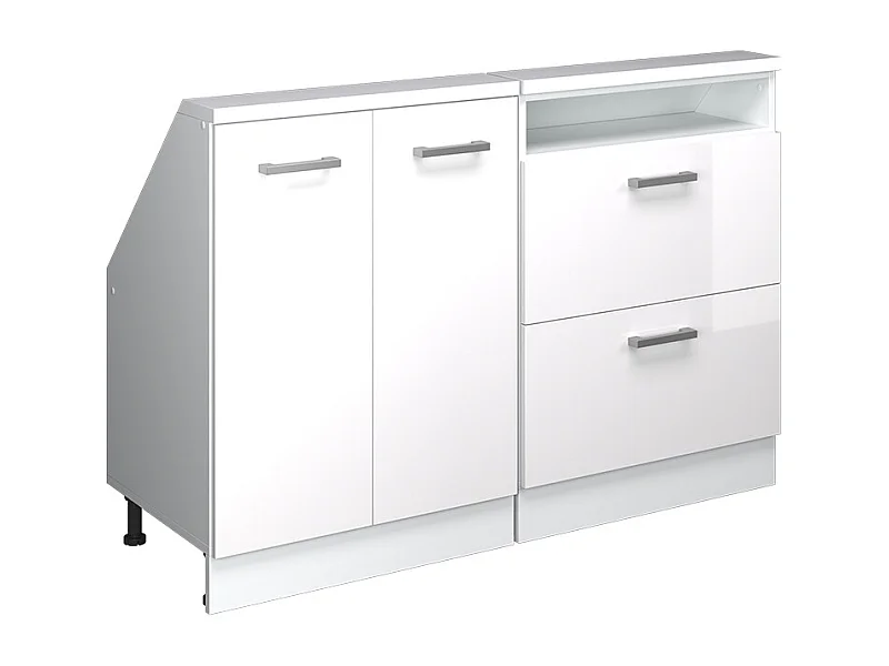 Ensembles de meuble de rangement sous pente blanc brillant/blanc 120x46x81.6 rion