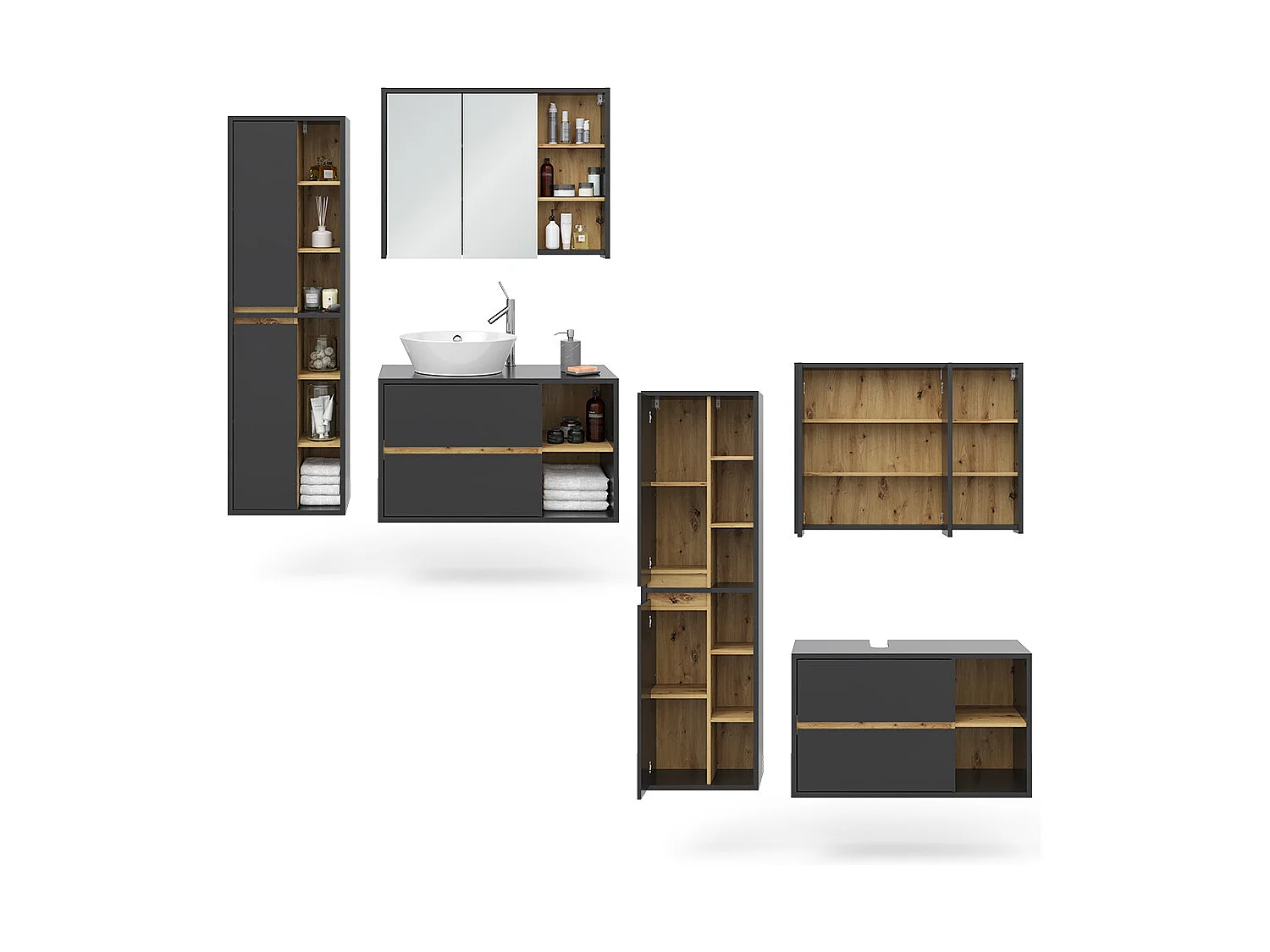 Meubles bain anthracite 60x45x100 viola