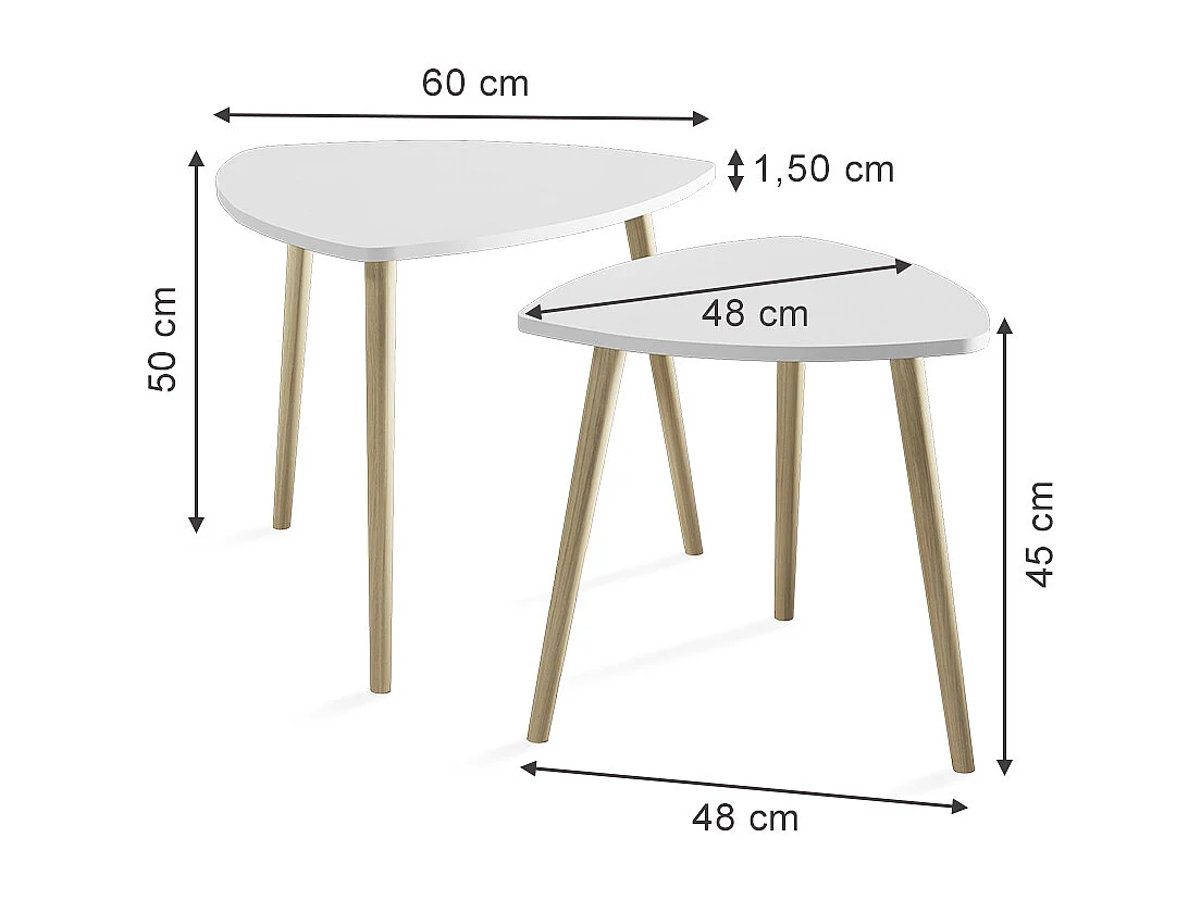 Table basse blanc/sonoma 60x60x50 twino