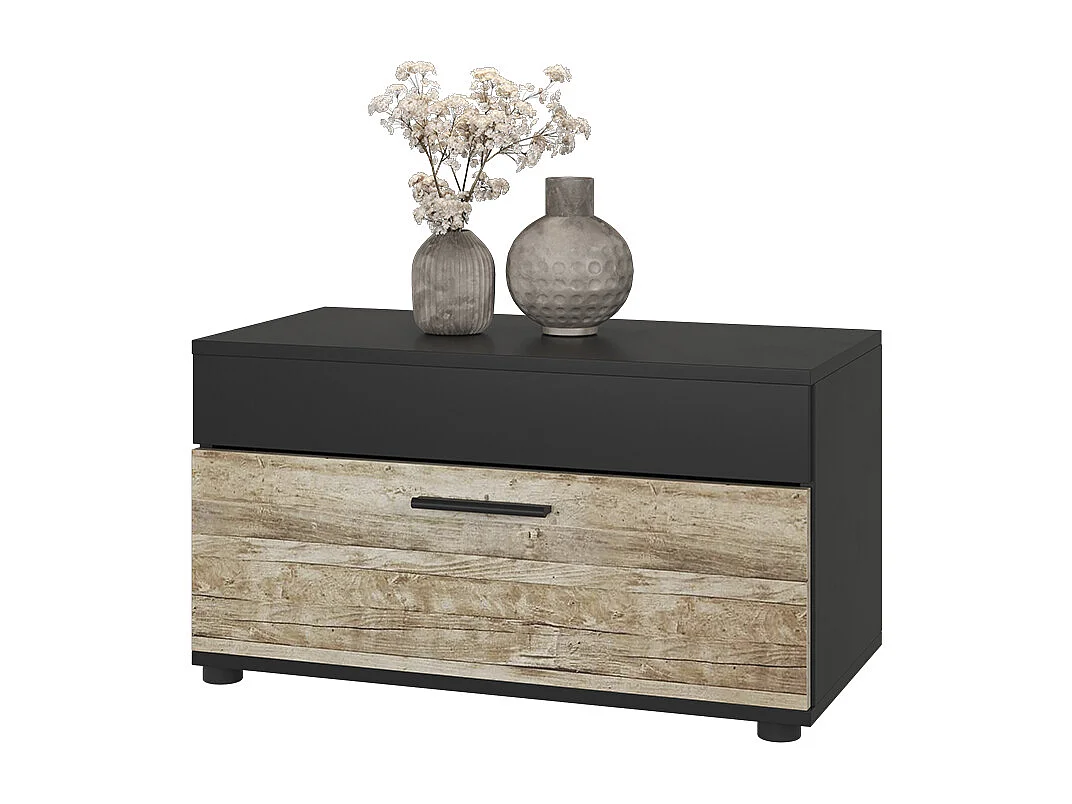 Meuble de salon noir/chêne sable 70.8x35.3x38.9 berno