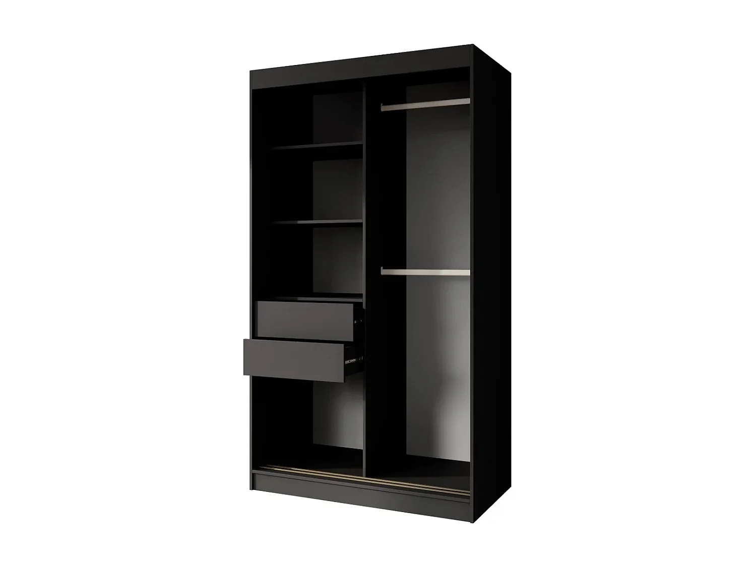 SCHUIFDEURKAST Marika Lux, 2-DEURS, met Lades, Zwart+Goud, 120 cm