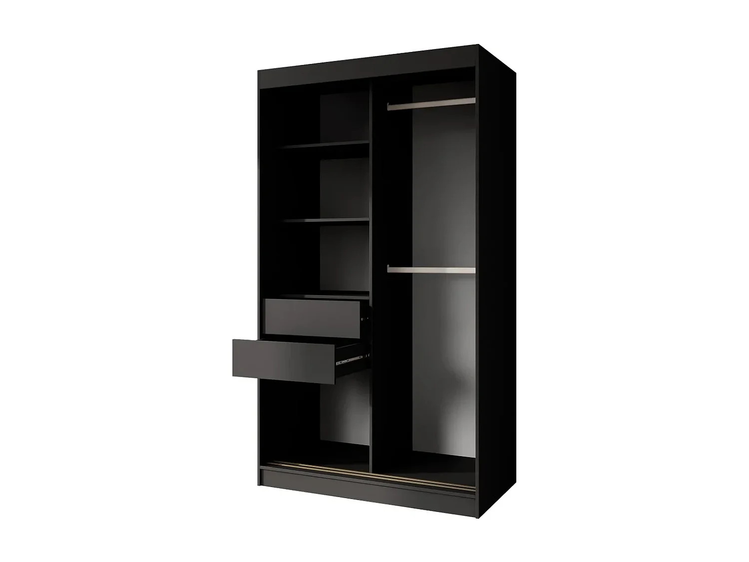 SCHUIFDEURKAST Marika Lux, 2-DEURS, met Lades, Zwart+Goud, 120 cm