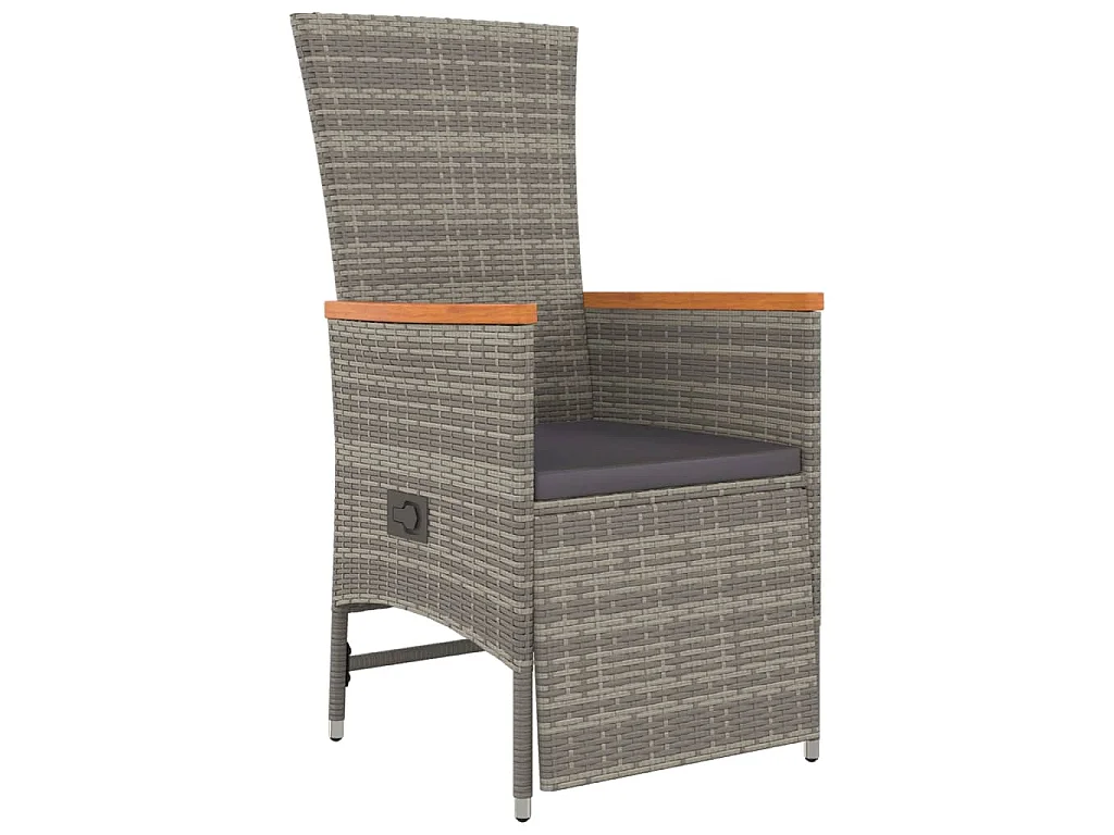 5-tlg. Garten-Essgruppe mit Kissen Grau Poly Rattan