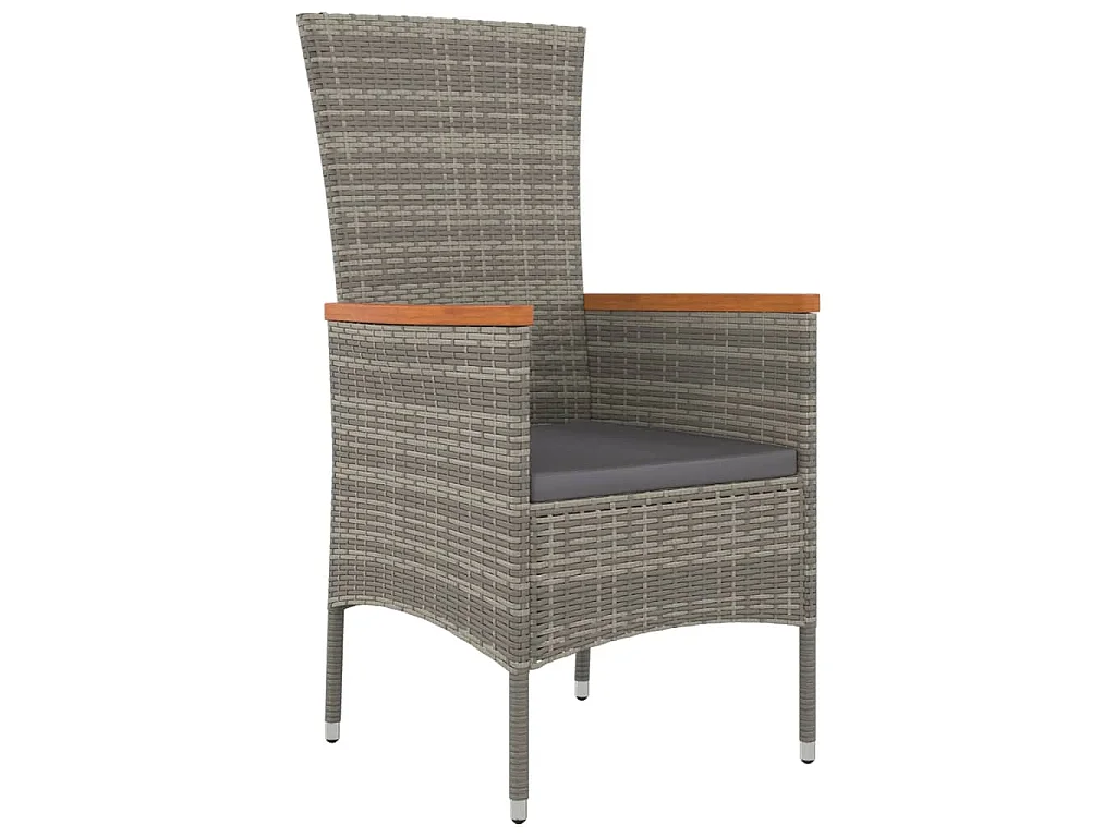 5-tlg. Garten-Essgruppe mit Kissen Grau Poly Rattan