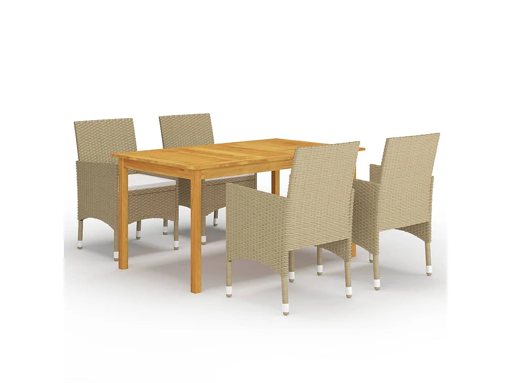 Ensemble à manger de jardin 5 pcs Beige