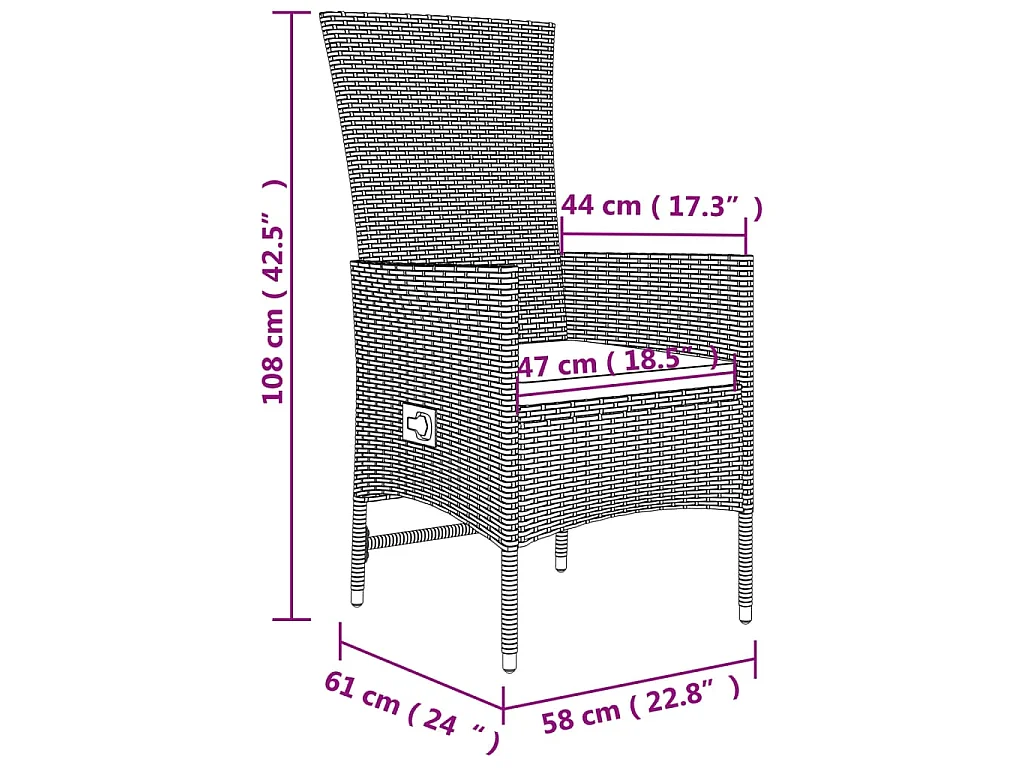 Ensemble à manger de jardin et coussins 3 pcs Beige poly rotin