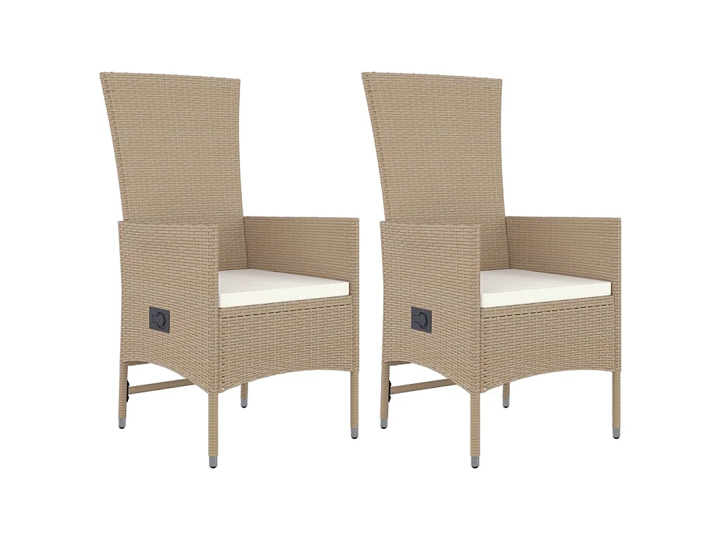 Ensemble à manger de jardin et coussins 3 pcs Beige poly rotin