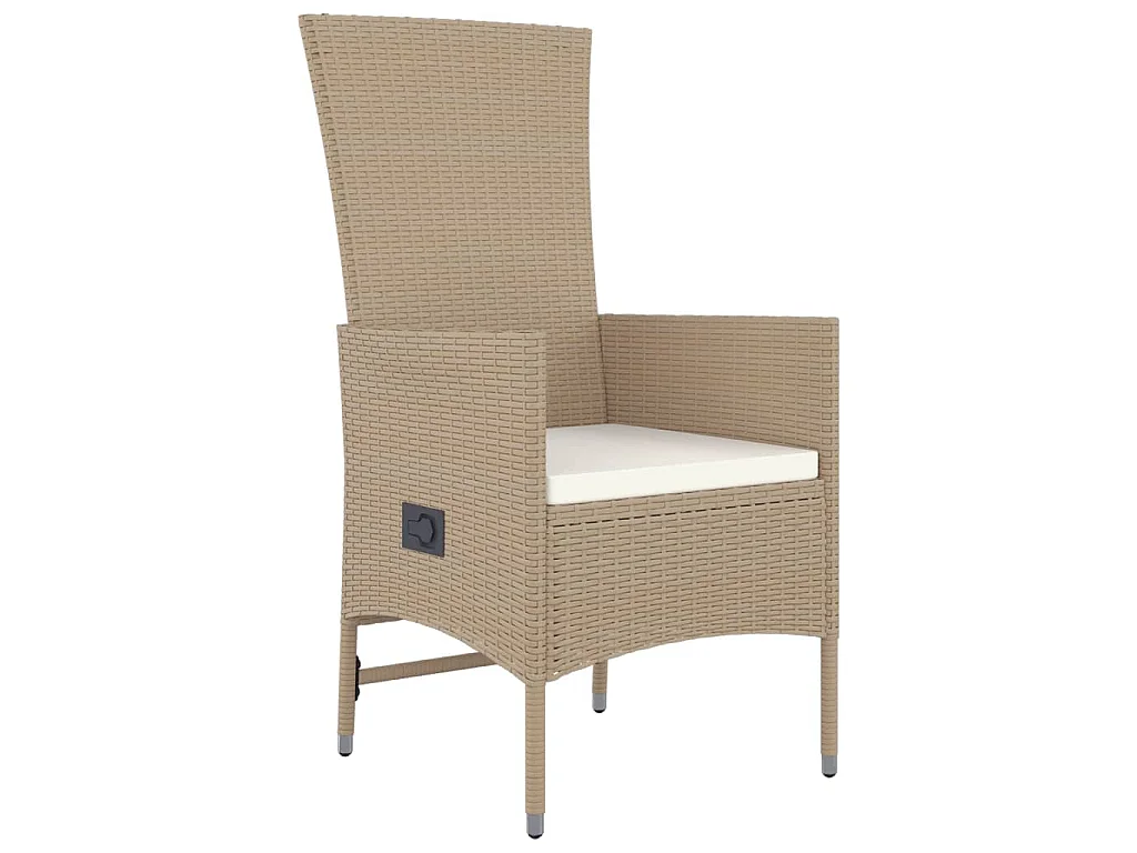 Ensemble à manger de jardin et coussins 3 pcs Beige poly rotin