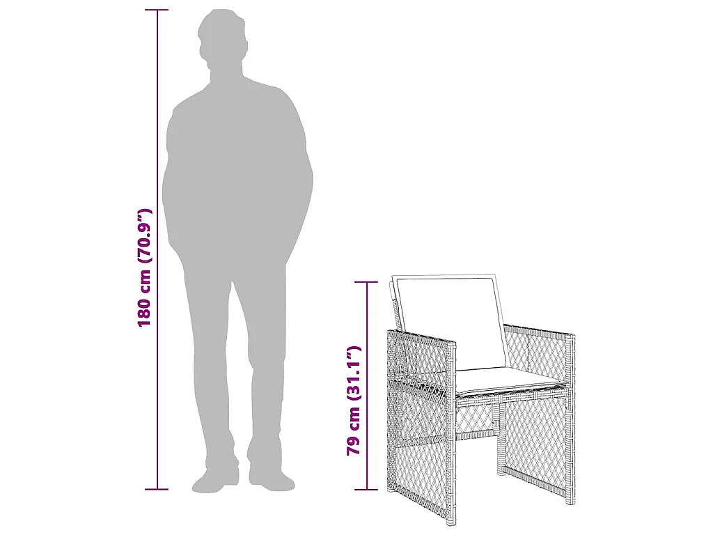 Set da Pranzo da Giardino 5 pz Nero con Cuscini in Polyrattan