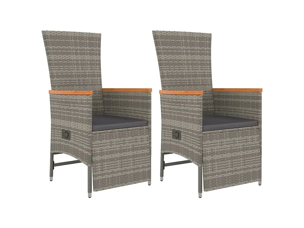 Set da Pranzo da Giardino 3 pz con Cuscini in Polyrattan Grigio