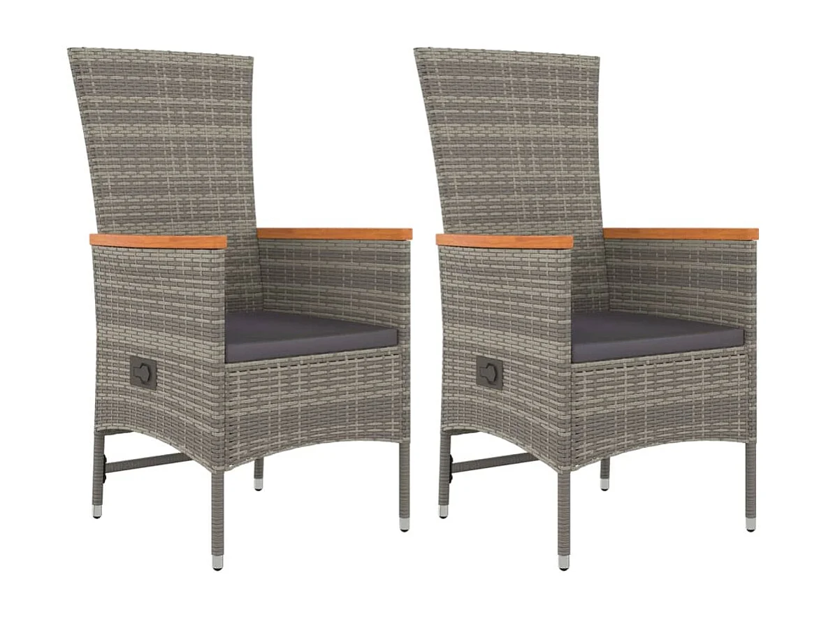 3-delige Tuinset met kussens poly rattan grijs