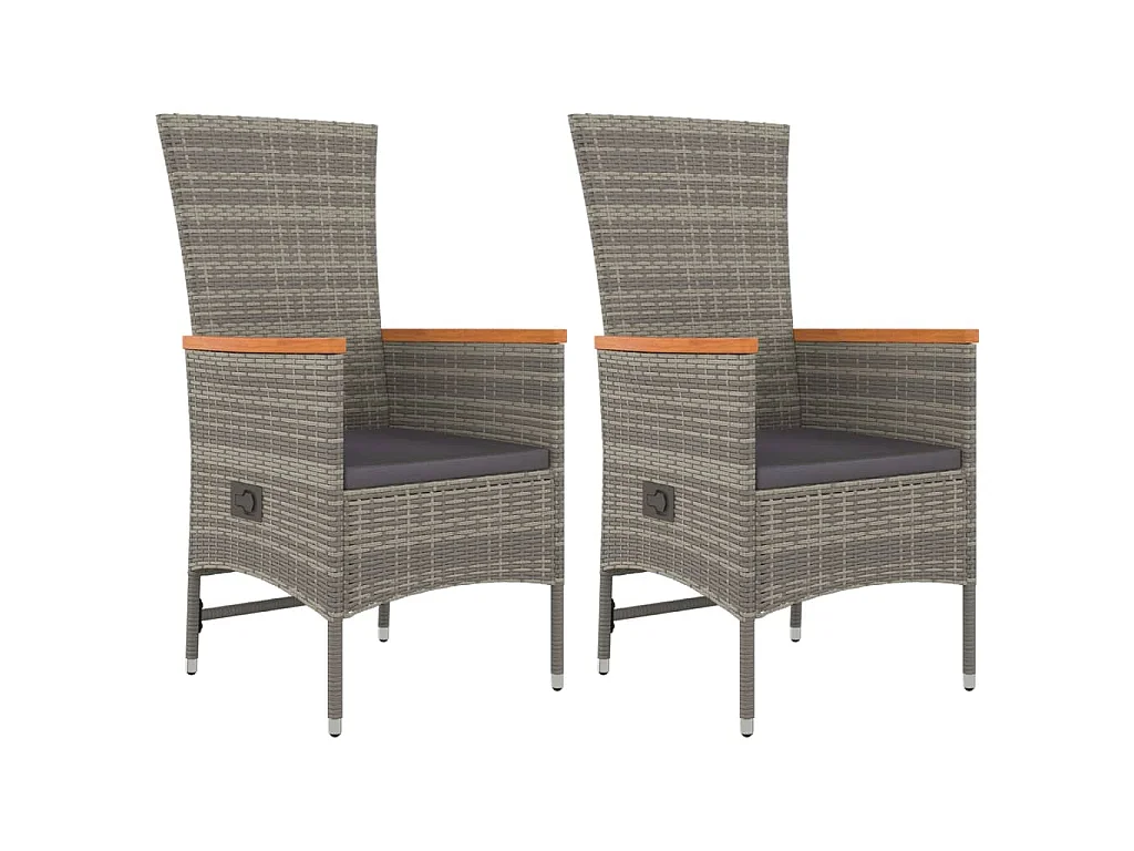 3-delige Tuinset met kussens poly rattan grijs