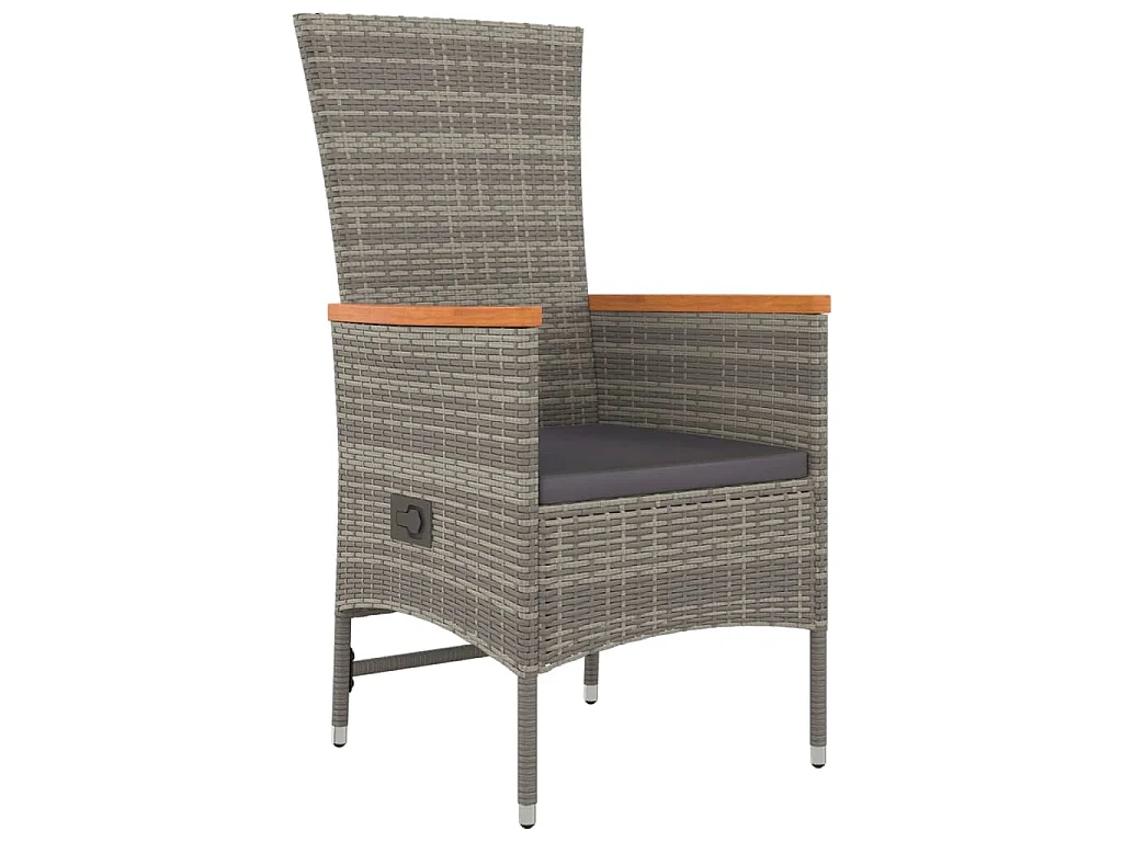 3-delige Tuinset met kussens poly rattan grijs