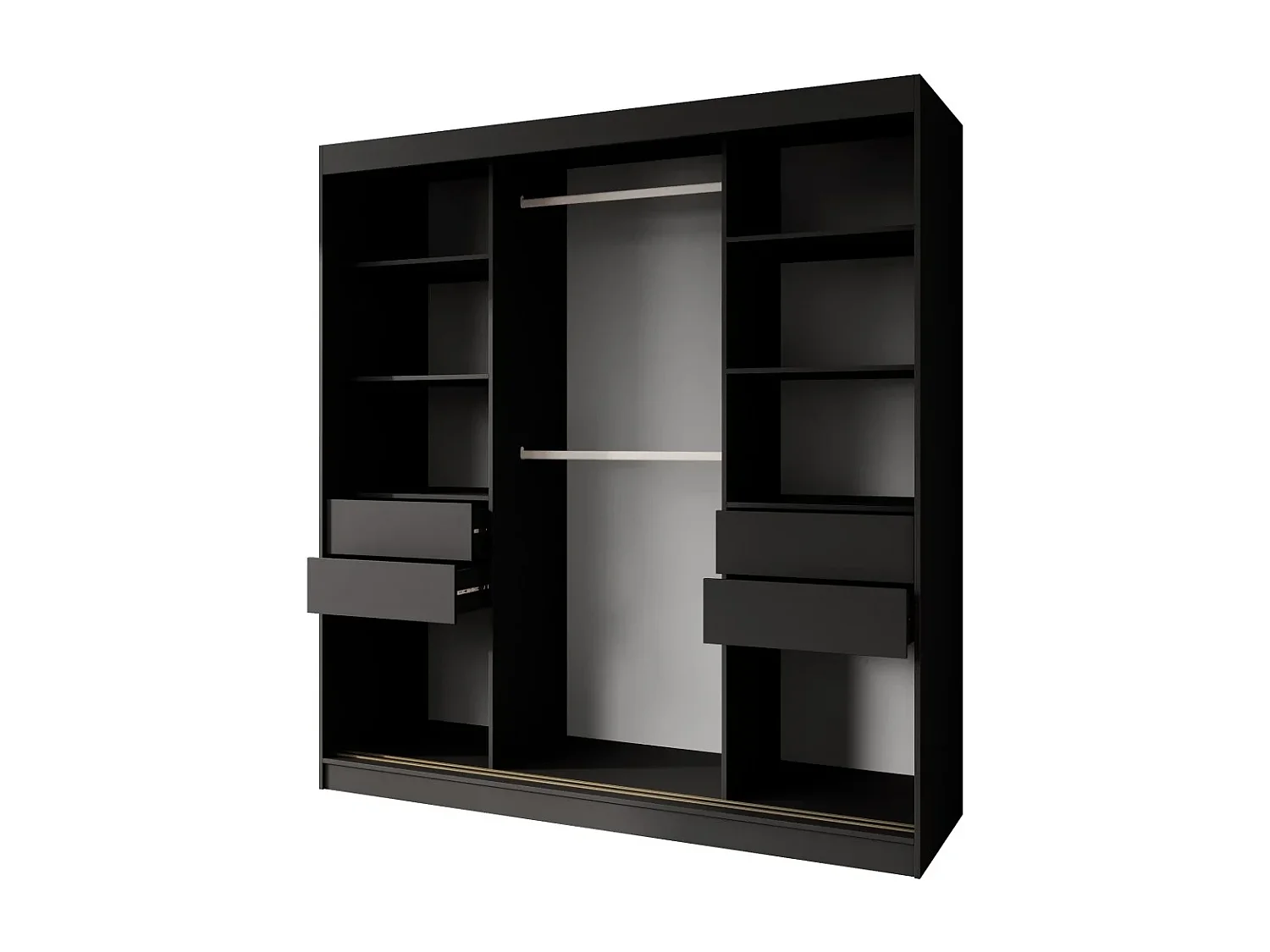 SCHUIFDEURKAST Marika Lux, 2-DEURS, met Lades, Zwart+Goud, 200 cm