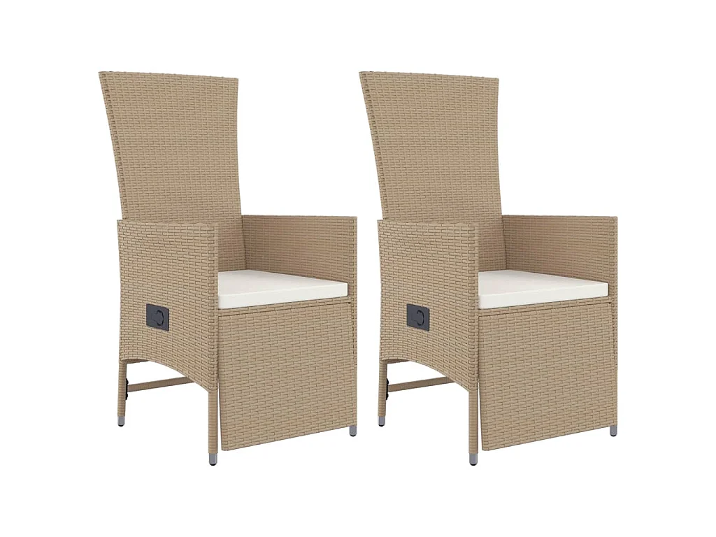 3-tlg. Garten-Essgruppe mit Kissen Beige Poly Rattan