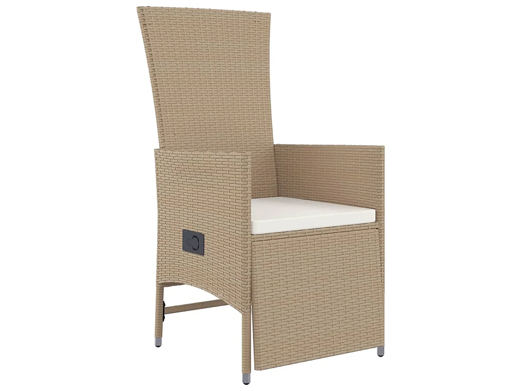 3-tlg. Garten-Essgruppe mit Kissen Beige Poly Rattan