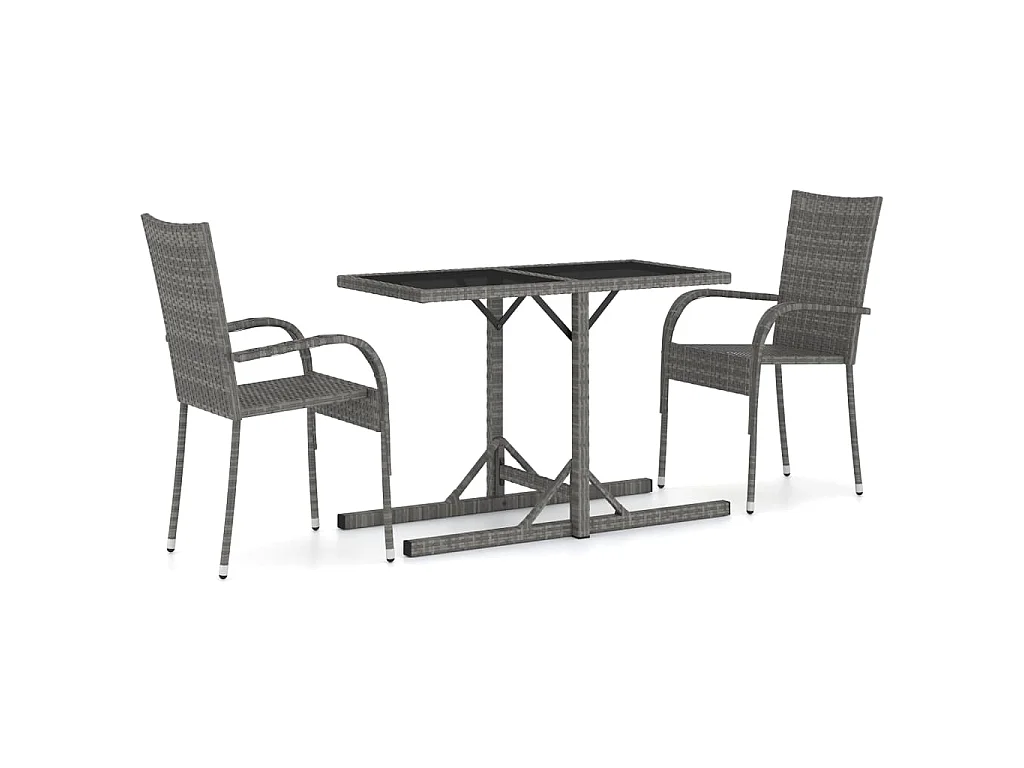 Ensemble à manger de jardin 3 pcs Gris