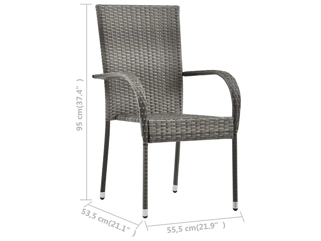 Ensemble à manger de jardin 3 pcs Gris