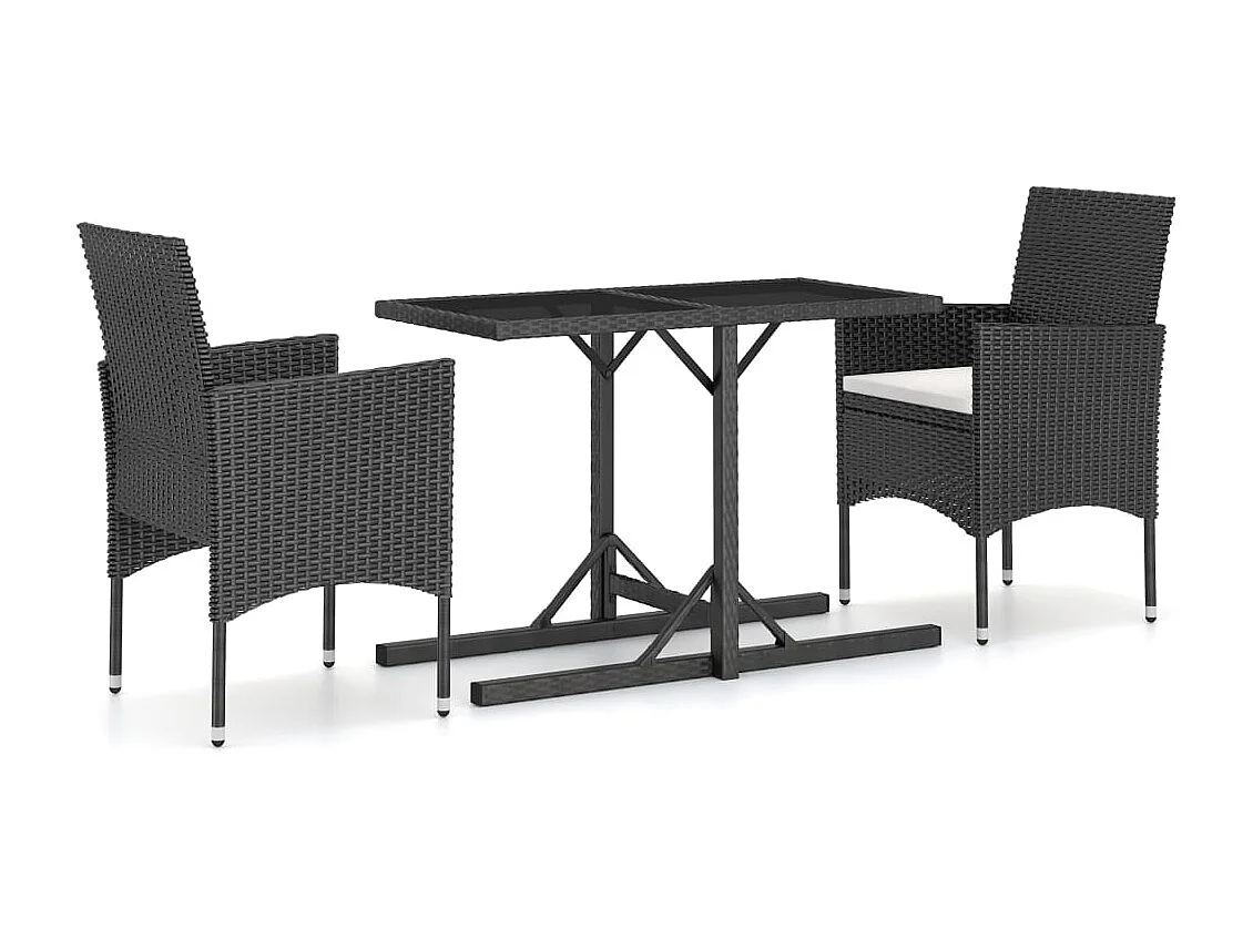 Juego de comedor para jardín 3 piezas negro