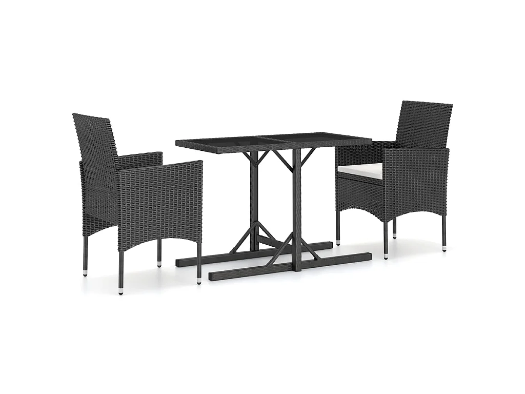 Ensemble à manger de jardin 3 pcs Noir