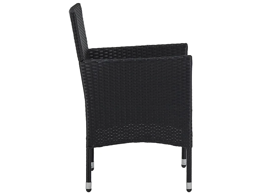 Ensemble à manger de jardin 3 pcs Noir