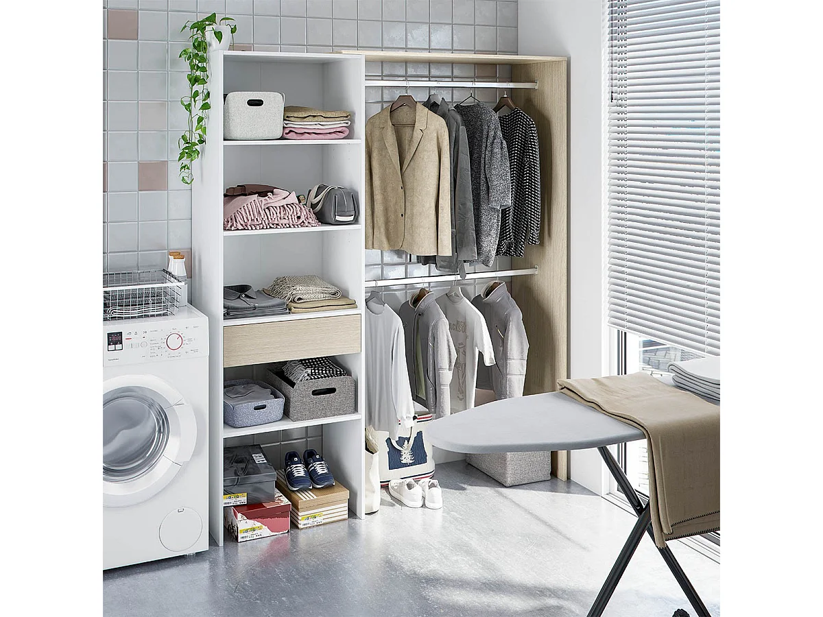 Roupeiro Camarim Blanco Artik (Blanco Mate) - Roble Canadian