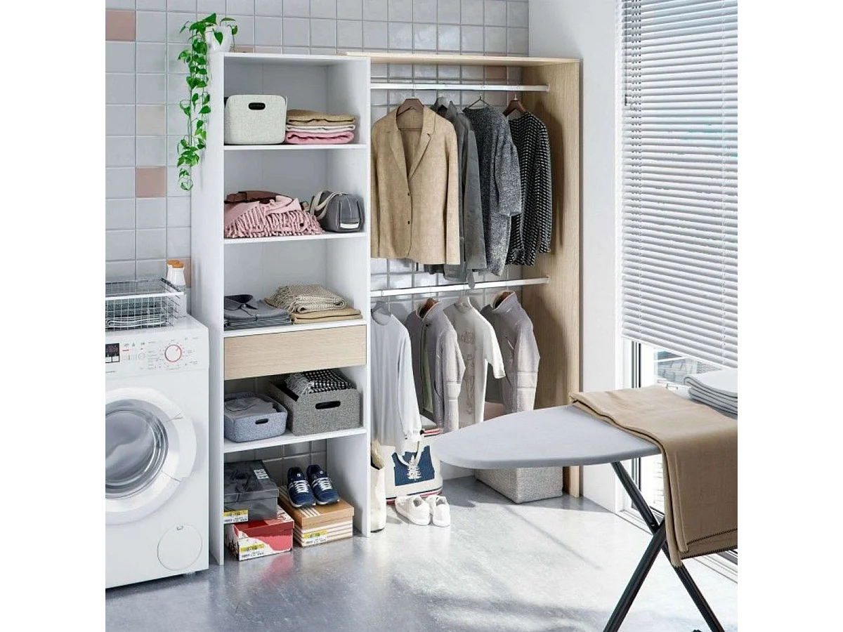 Roupeiro Camarim Blanco Artik (Blanco Mate) - Roble Canadian