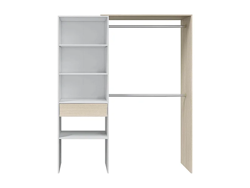 Armoire dressing décor blanc et chêne - H187 cm
