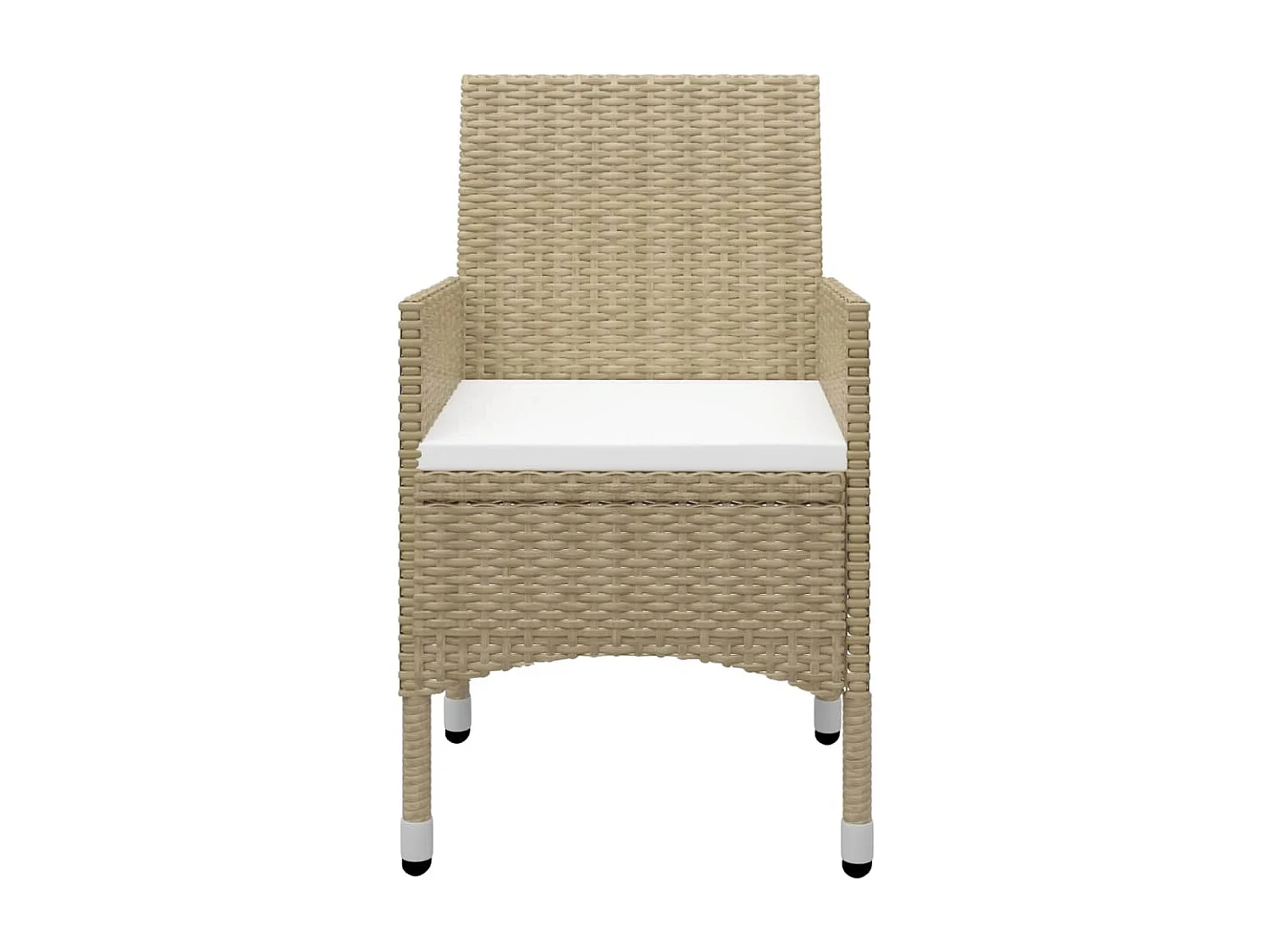 3-delige Bistroset poly rattan en gehard glas beige