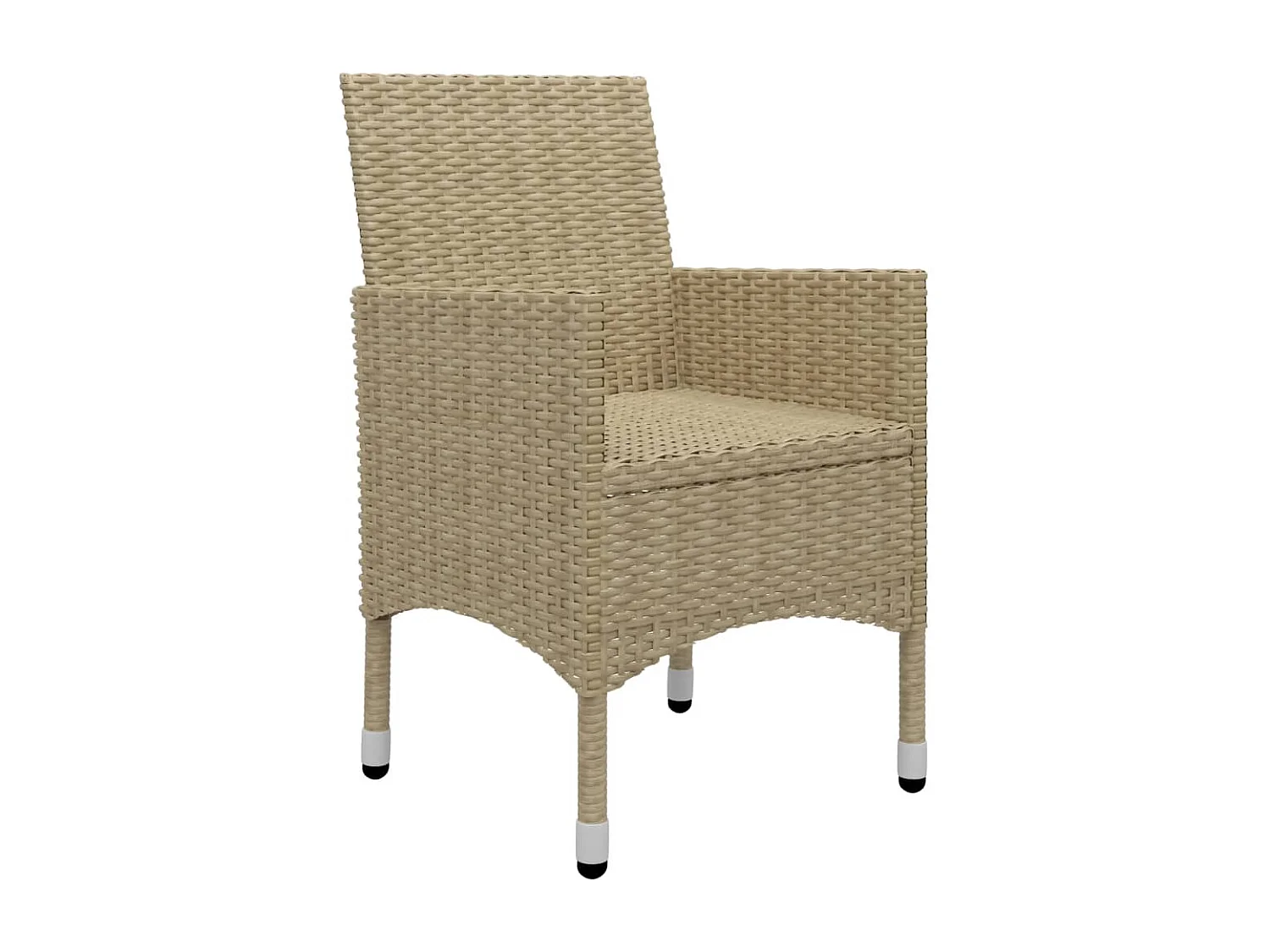 3-delige Bistroset poly rattan en gehard glas beige