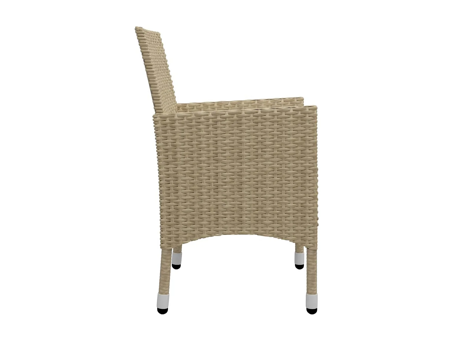 3-delige Bistroset poly rattan en gehard glas beige