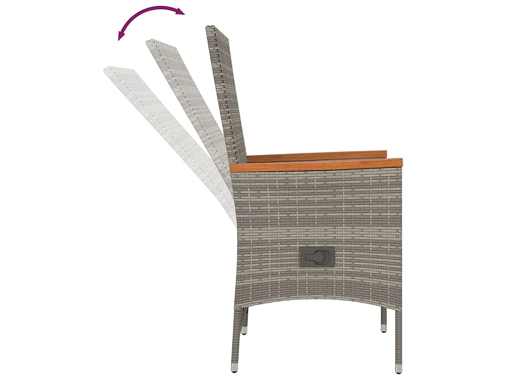 Set da Pranzo da Giardino 5 pz con Cuscini in Polyrattan Grigio