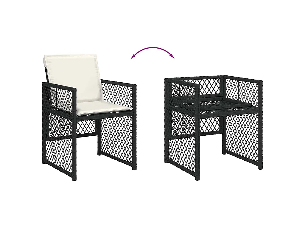 Set de muebles jardín 5 pzas con cojines ratán sintético negro