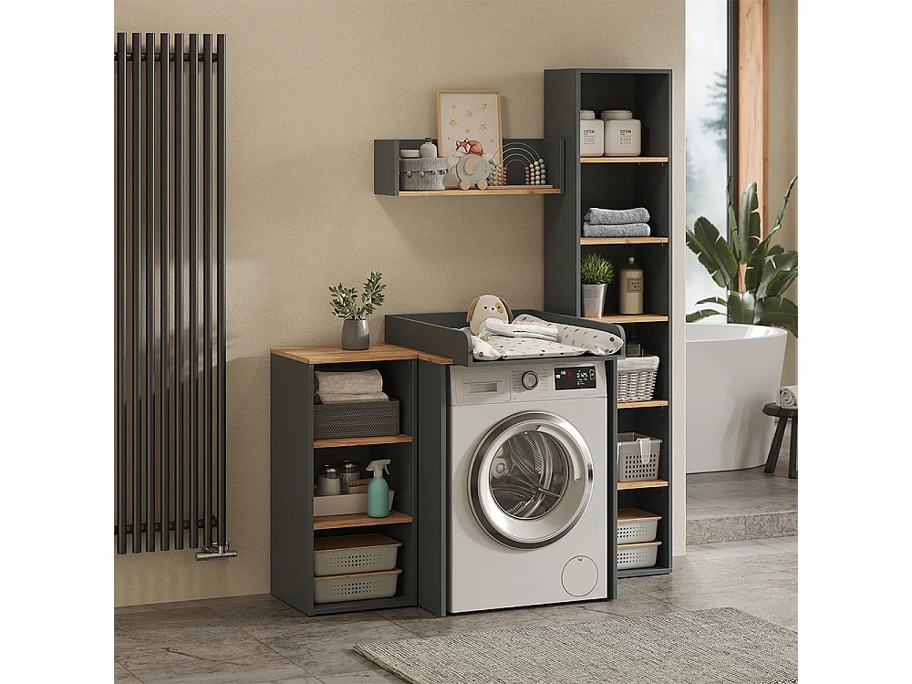 Wasmachinekast antraciet/gouden eik 68x60x88.2 viktor