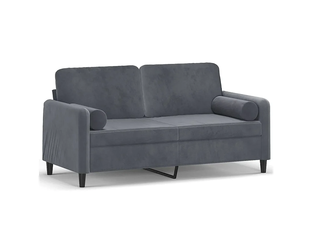 Canapé 2 places avec oreillers gris foncé 140 cm velours