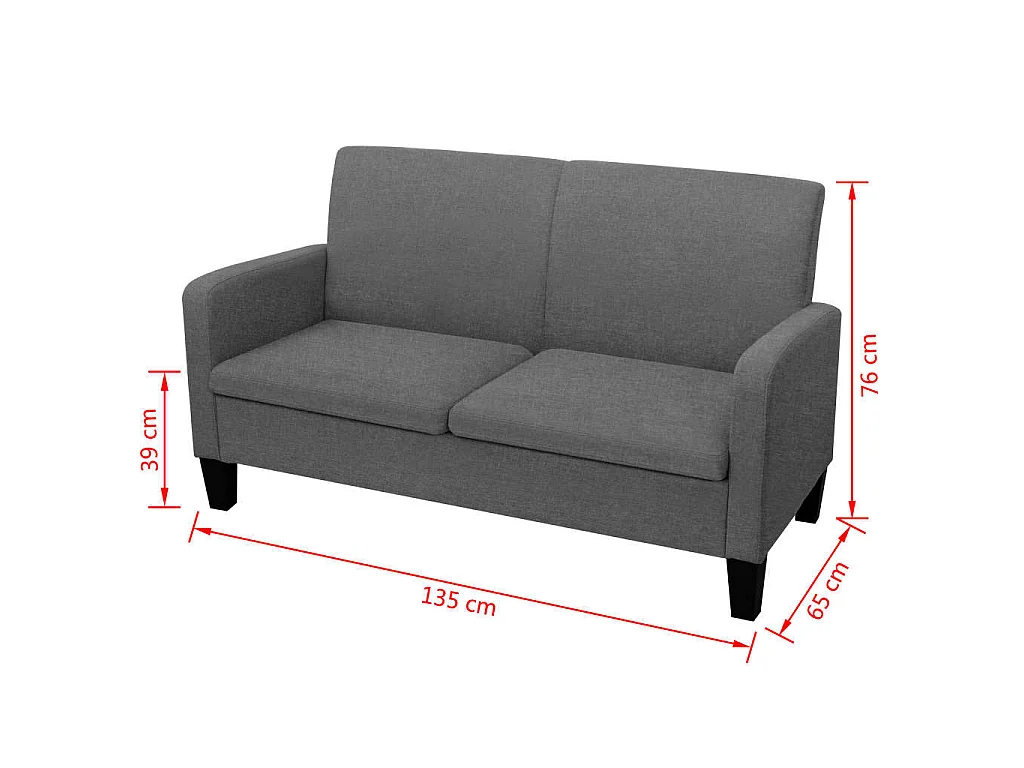 Divano a 2 Posti 135x65x76 cm Grigio Scuro