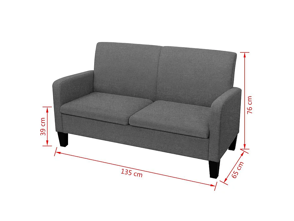 Divano a 2 Posti 135x65x76 cm Grigio Scuro