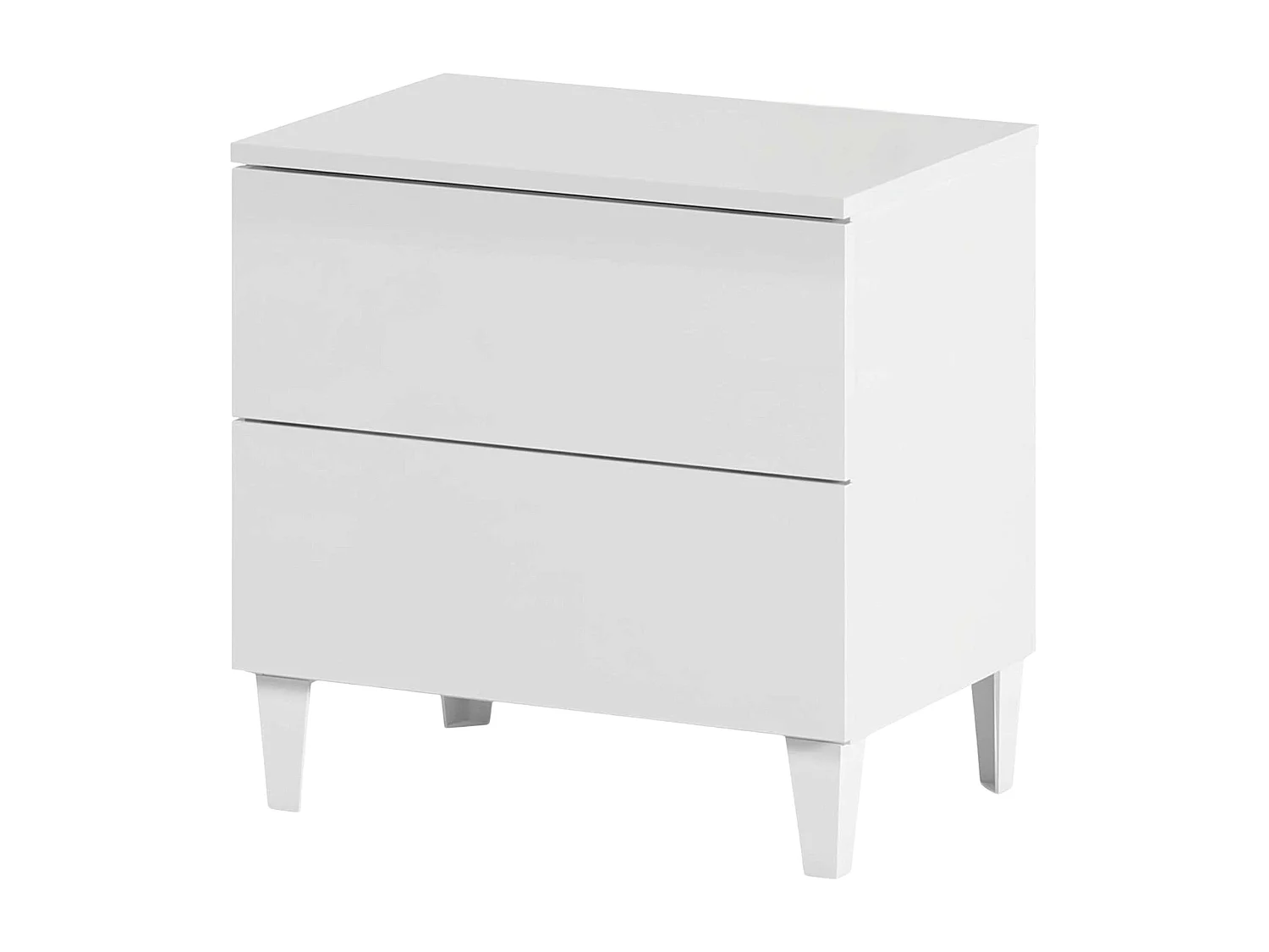 Mesa de cabeceira com gavetas, branco brilhante, 50x49x34 cm