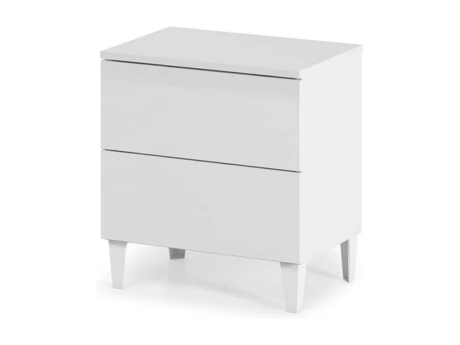 Mesa de cabeceira com gavetas, branco brilhante, 50x49x34 cm