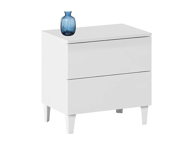 Mesa de cabeceira com gavetas, branco brilhante, 50x49x34 cm