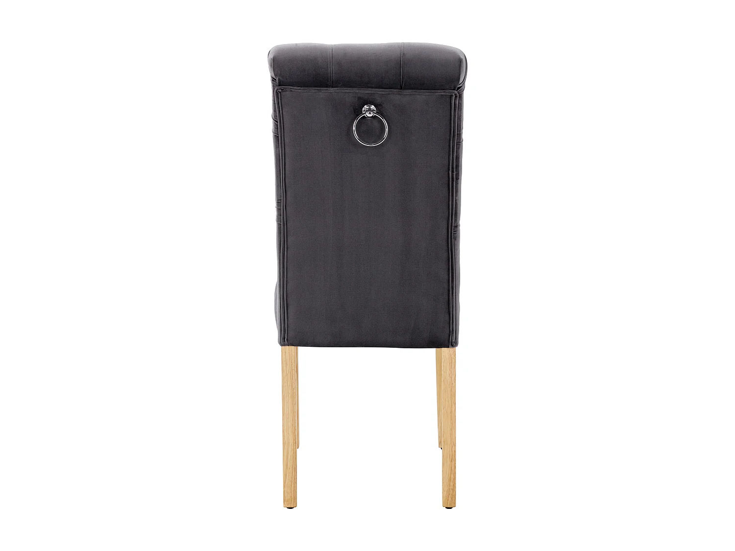 Set van 4 fluwelen stoelen met hoge rugleuningen - Eikenhouten poten - Grijs