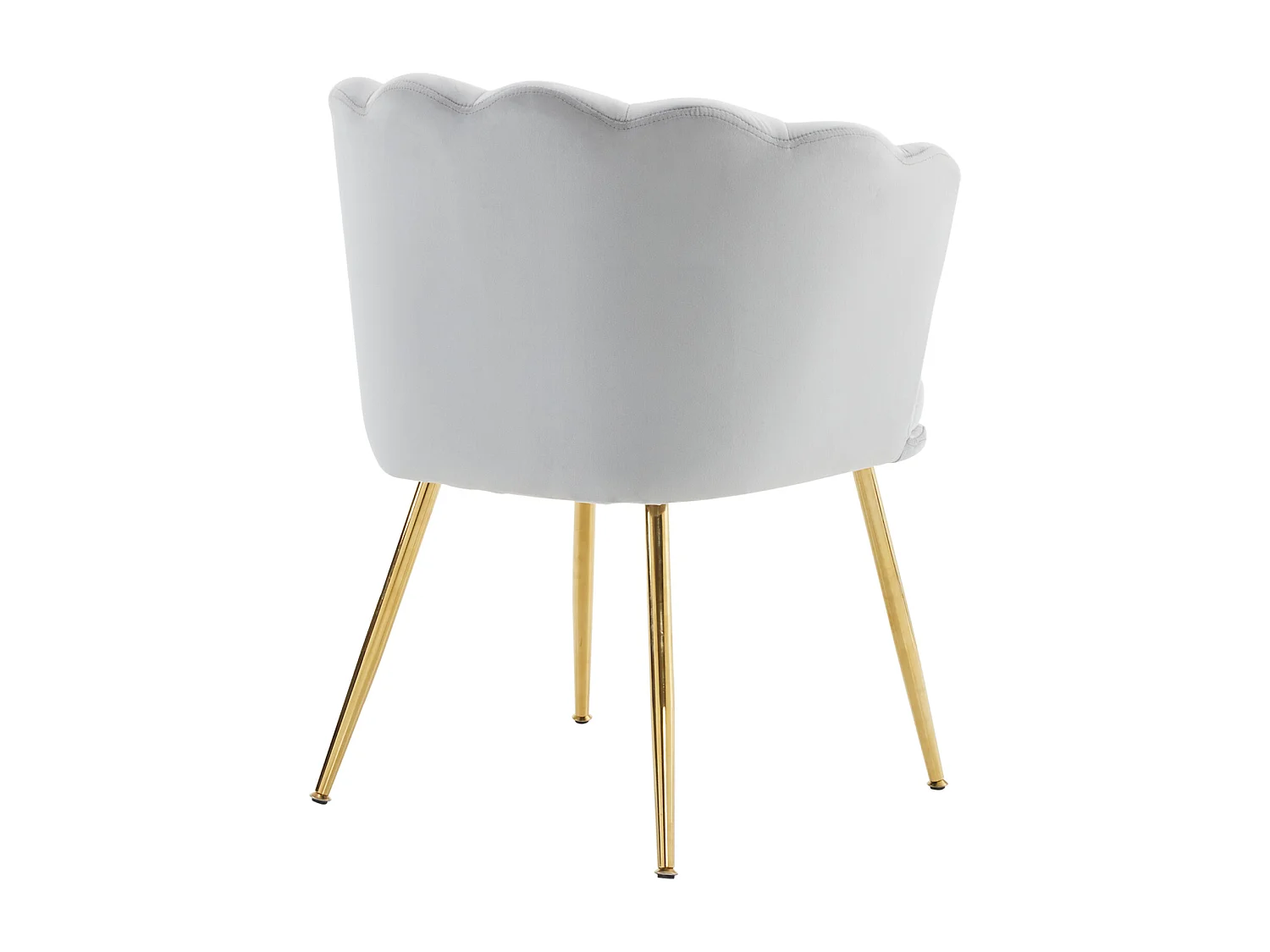 Chaise en velours avec soutien lombaire - Pieds en métal doré - Gris