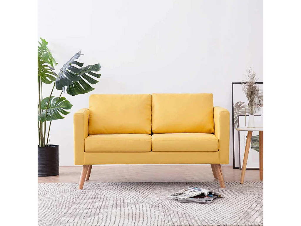 Canapé à 2 places tissu jaune