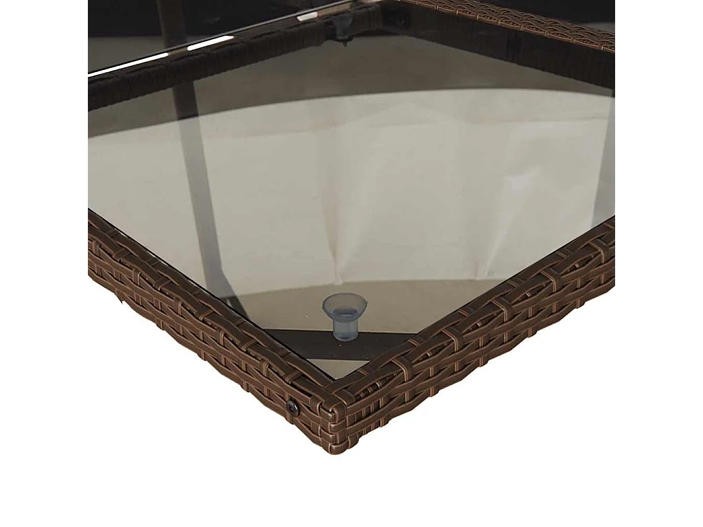 Ensemble à manger de jardin 5 pcs et coussins marron poly rotin