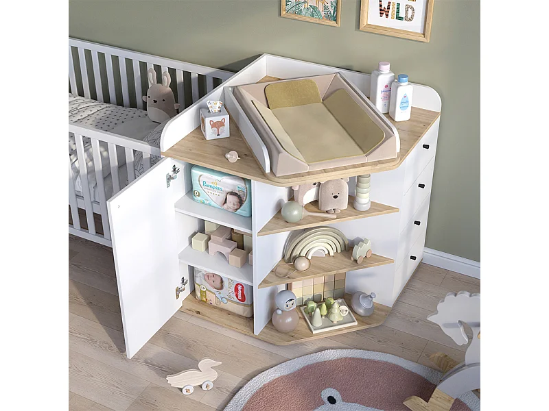 Commode à langer blanc/artisan 85x85x90 aria