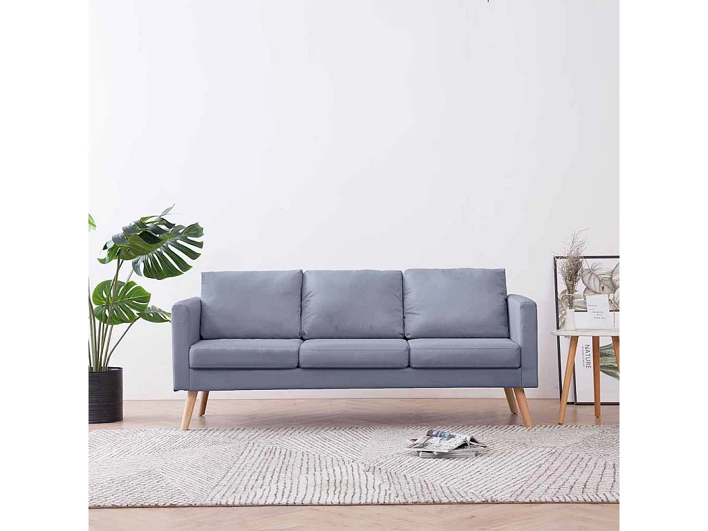 Canapé à 3 places Tissu Gris clair