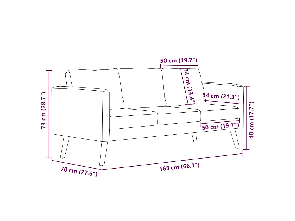 Canapé à 3 places Tissu Gris clair